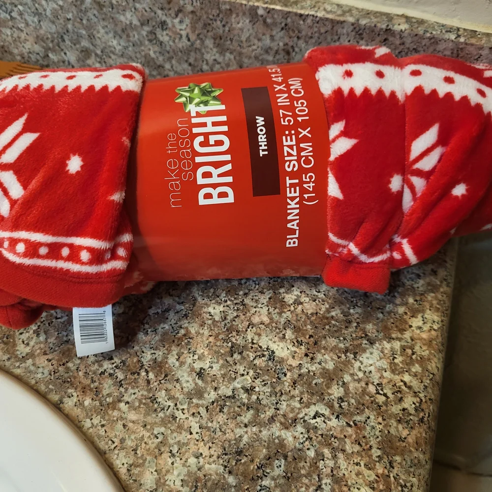 Bright Festive Red and White Holiday Throw Blanket